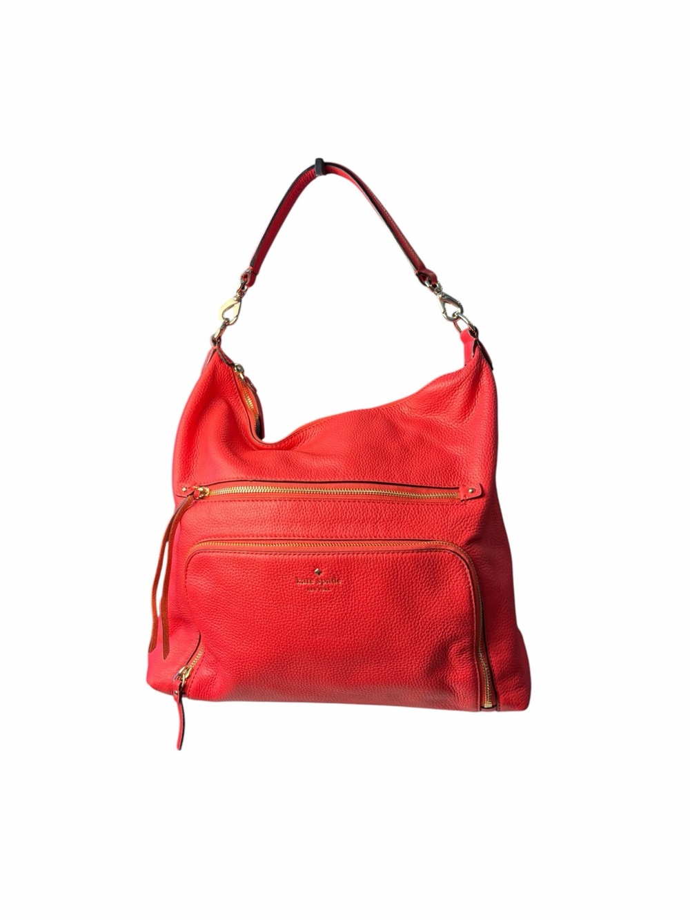 Kate Spade Cobble Hill Lizzie Shoulder Bag Crab Red Pebbled Leather Luxury EUC